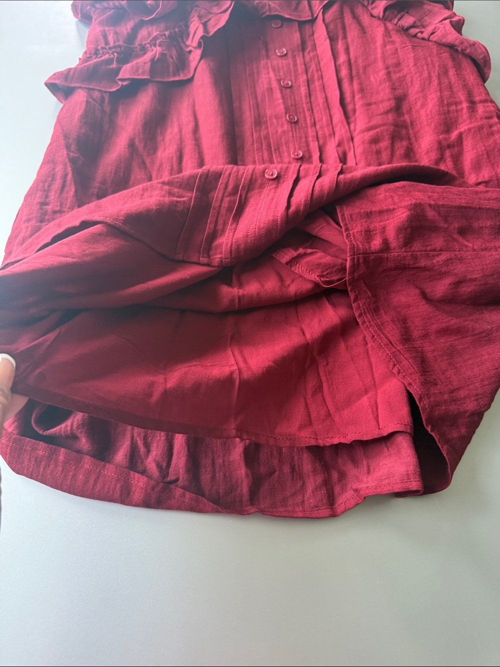 Universal Thread Burgundy Ruffle Mini Dress - Picture 4 of 9